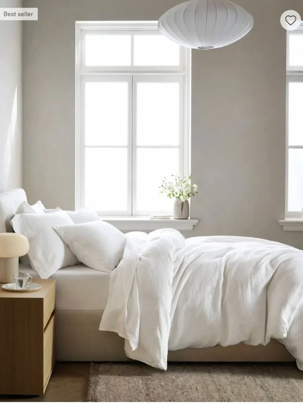 New! European Linen Duvet Cover Set, Full / Queen, White
